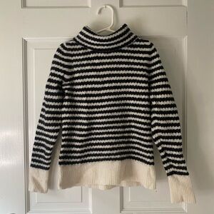 wavy striped fuzzy turtle neck sweater